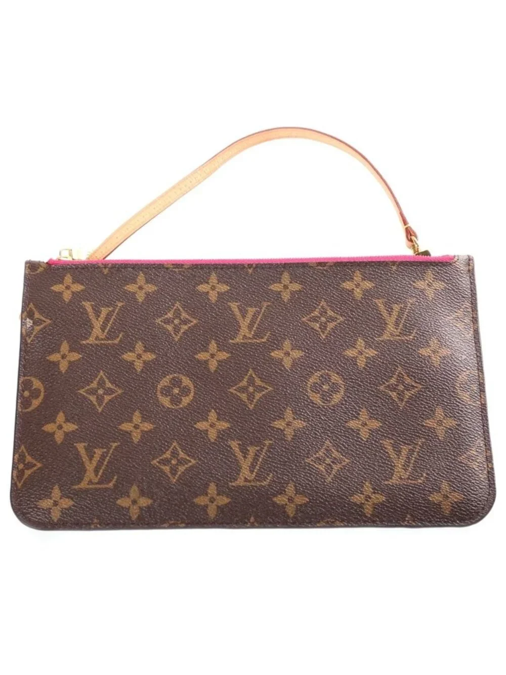 Louis Vuitton Monogram Neverfull MM Tote Bag Brown Leather Gold